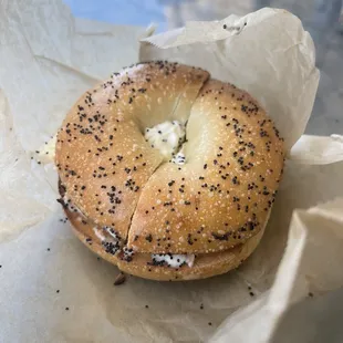 a bagel on a table
