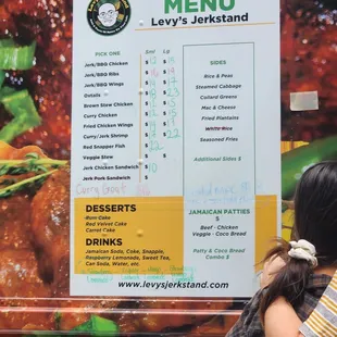 Levy&apos;s Jerkstand menu