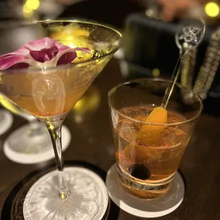 Old Fashioned and Sunset Martini