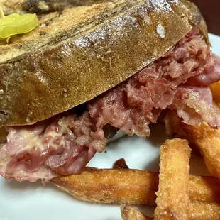 Reunion Sandwich with a side of Sweet Potato Fries