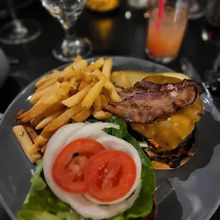 Bacon Burger with fries