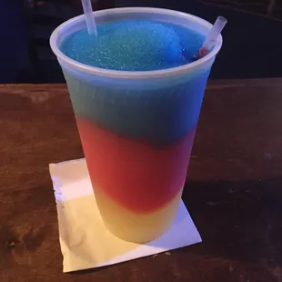 Red panties, banana and a blue drink I can&apos;t remember the name of. $11 for the largest size.