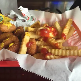 Mini corn dogs and fries..really good for sure