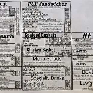 a menu for a restaurant