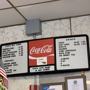 menus and prices