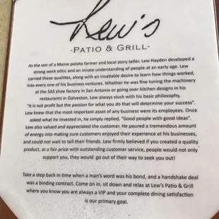 menu