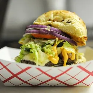 a sandwich in a basket