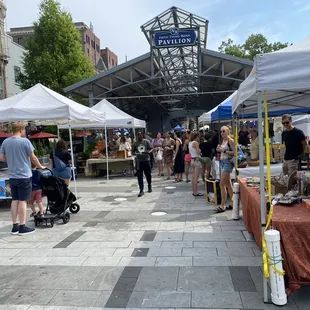 eople shopping at stalls