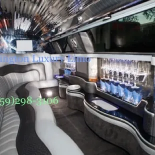 Inside of limo with wet bar