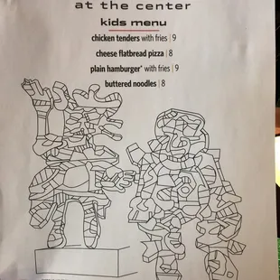 Kids menu.