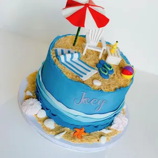 Beach party birthday cake