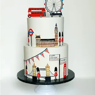 London themed birthday cake