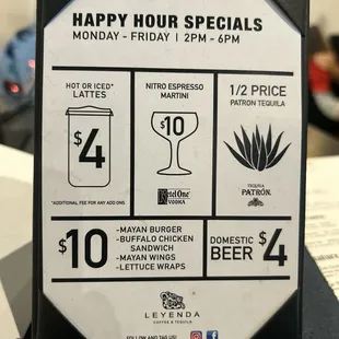 Happy Hour menu circa June, 2024