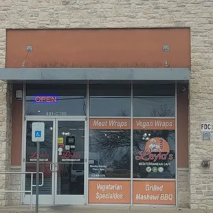 Front of restaurant.