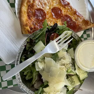 House salad with ranch dressing slice pepperoni  special day