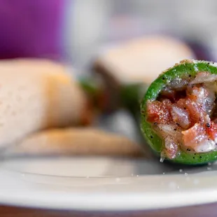 Stuffed Jalapeño cross-section w/ vegan filling