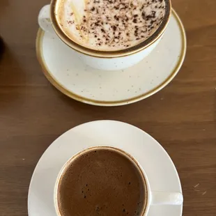 Turkish espresso and Caramel latte