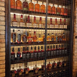 a display of liquor bottles