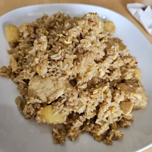 Pineapple chicken fried rice - mild for the kiddo.