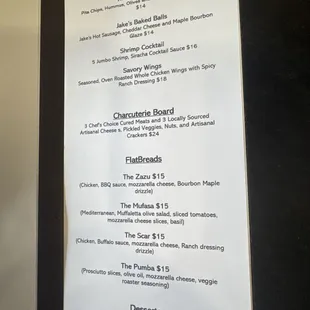 Food menu