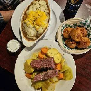 our shepherd's pie, leprechaun nuts &amp; corned beef and cabbage! st patty's day spread on Sunday