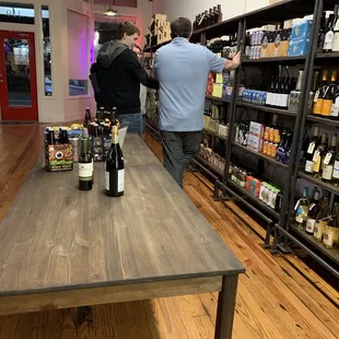 two men in a liquor store