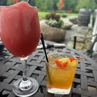 Sangria slushy and a peach cocktail special