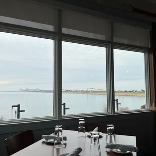 View of the Chesapeake Bay bridge from inside Libby's restaurant.