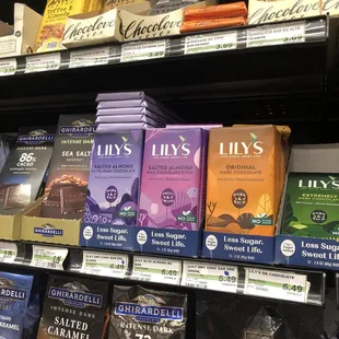 Lily's chocolate is my favorite but the markup is about 50% here. You can get it much cheaper other places.