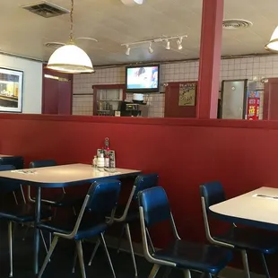 tables and chairs in a restaurant