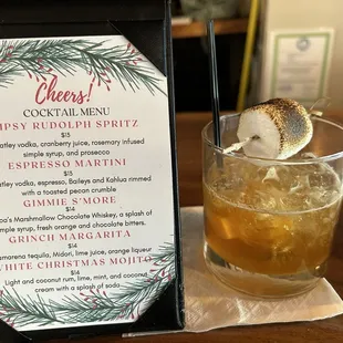 Holiday themed cocktails. I got the &quot;Gimmie S&apos;More&quot;