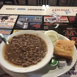 Red beans and homemade cornbread, very good jus needed a little salt