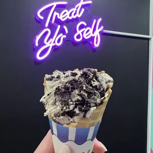 Waffle cones are great! And they have small and large options