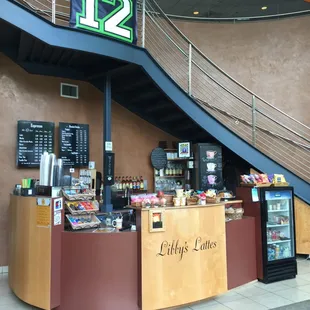 Our Coffee Stand, nestled beneath the stairs at Evergreen Orthopedic Center