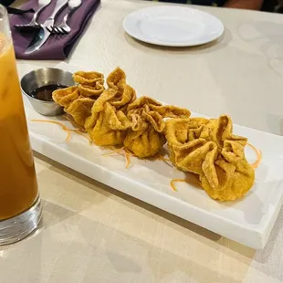Crab Rangoon and Thai tea