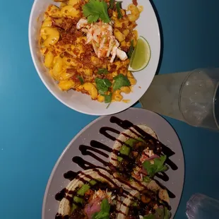Bulgogi mushroom tacos and Thai curry mac and cheese