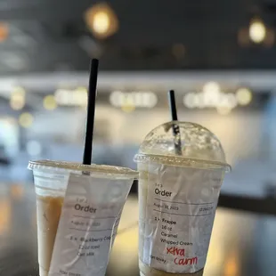 The seasonal Blackberry Cobbler Latte &amp; a Caramel Frappe