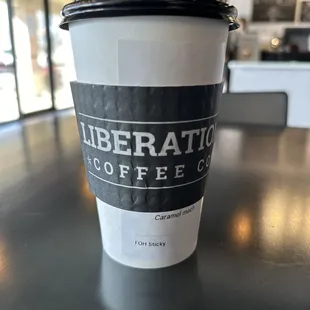 a cup of coffee on a table