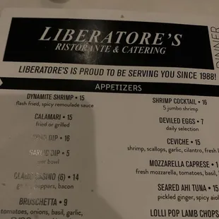 menu
