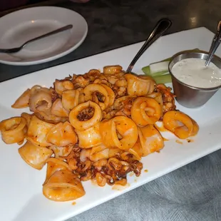 Grilled buffalo calamari