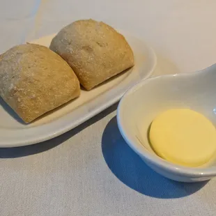 a plate of bread and butter