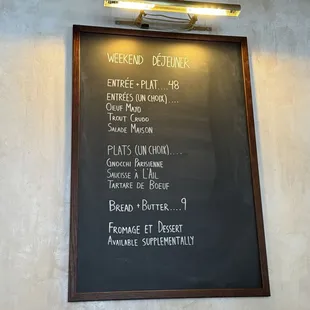 Lunch menu
