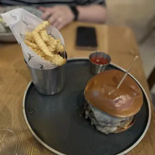 Burger and fries