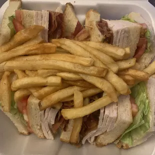 Turkey blt club with fries
