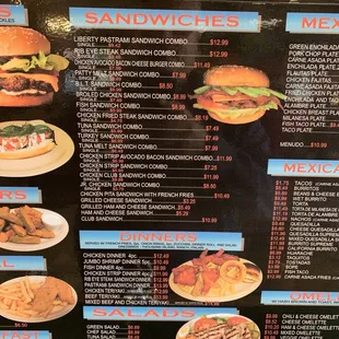 Sandwich menu