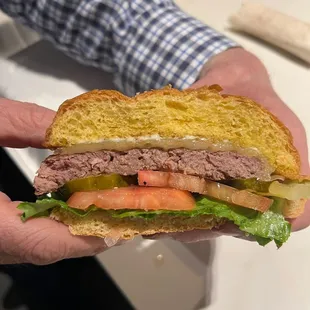 Overcooked bison burger