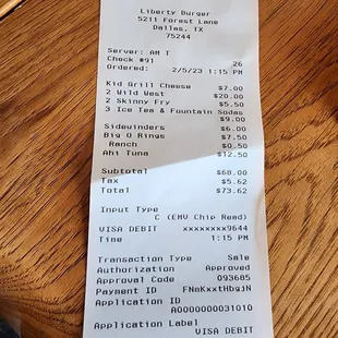 Total for 4 of us