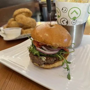 a burger and fries