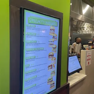 a menu on the wall