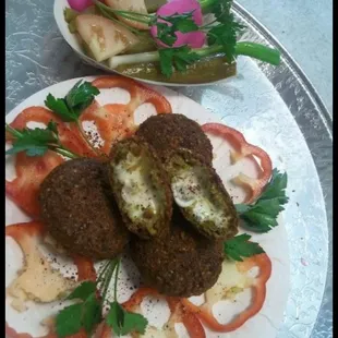 Falafel stuffed with cheese